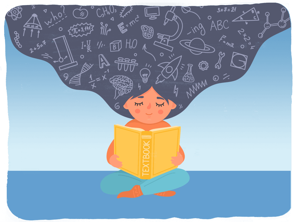 Little Girl Reading Illustration